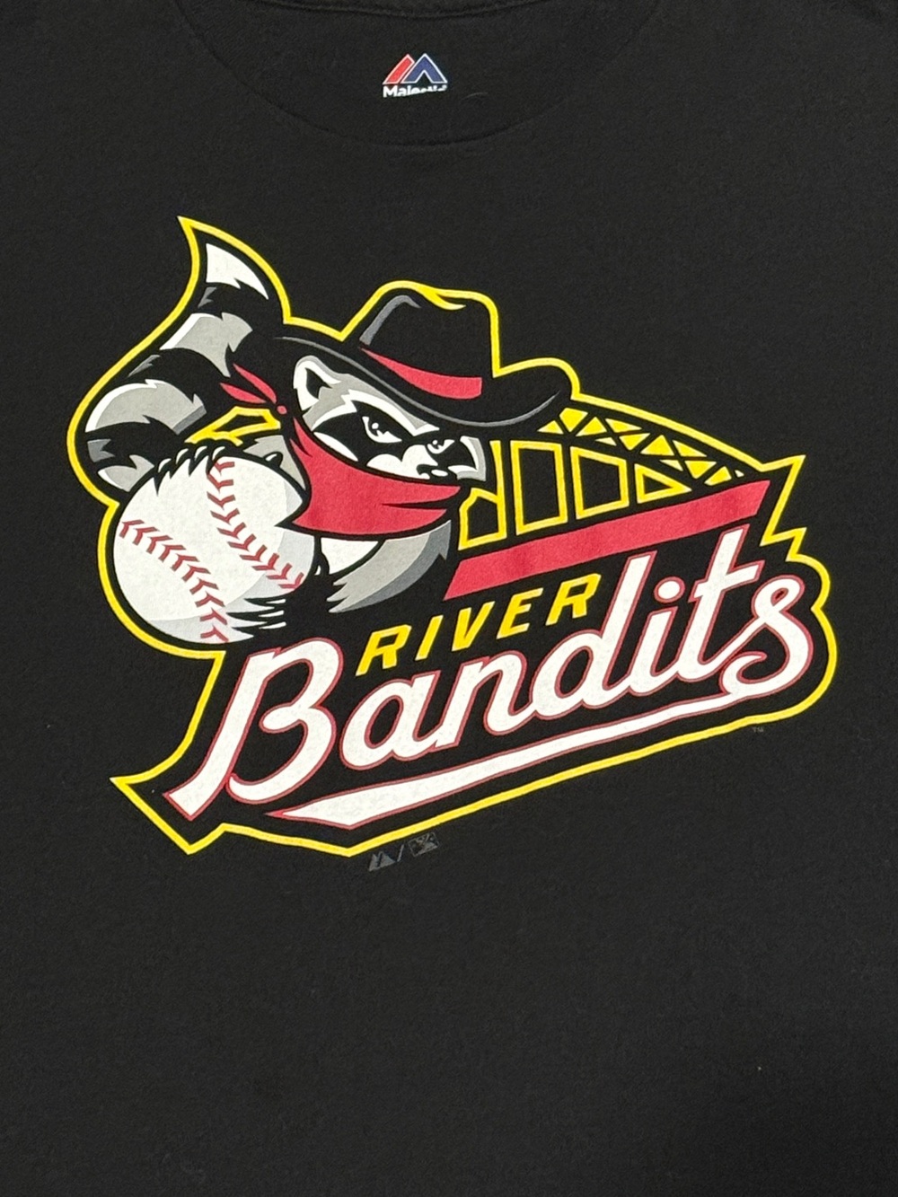 Quad City River Bandits MiLB Minor League Baseball Black T Shirt Mens Size 2XL